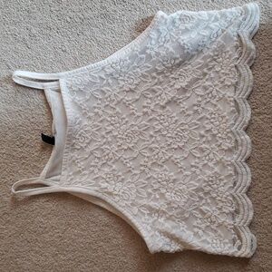 H&M Divided brand, white lace crop top with scalloped waist, size L